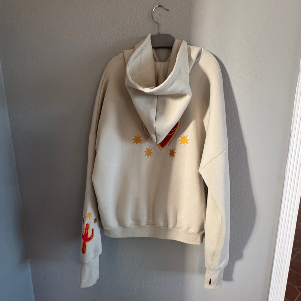 Cream Hoodie and Sweatpants Set Cactus Equestrian Rose Heart size XS NWOT - Picture 6 of 13